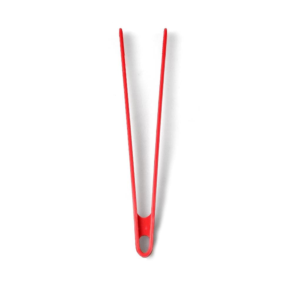 Food Grade Silicone Grill Tongs Non-Stick Heat Resistant Food Bread Clip BBQ Salad Steak Pasta Clip Kitchen Accessories red