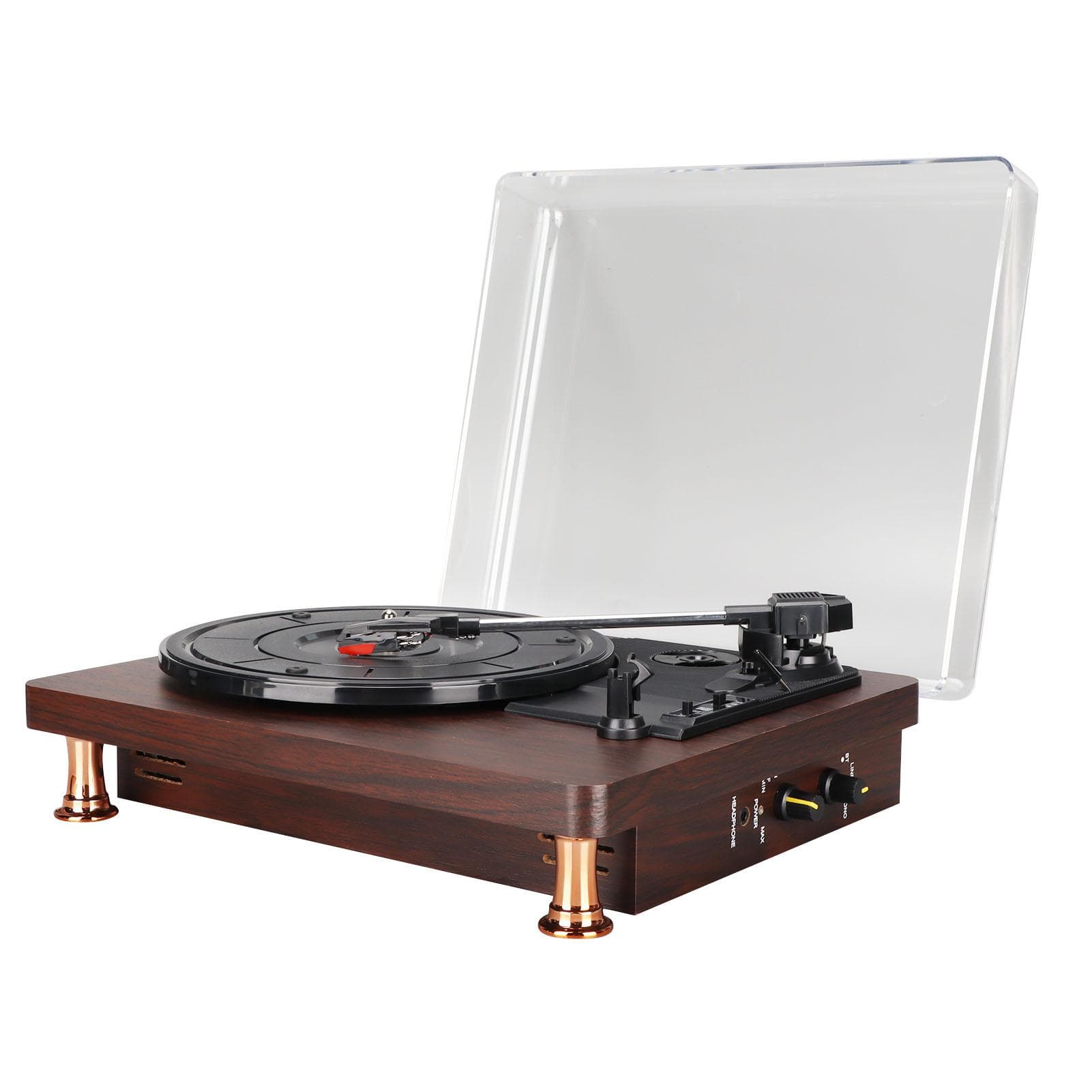 Bluetooth Record Player 3 Speed Stereo Speaker Vintage Wireless Turntable Phonograph with Dust EU Plug