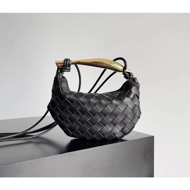 Woven Bag, Sardine Sheepskin Underarm Bag, Crossbody Bag, Versatile Handbag, High-end and Simple Bag black