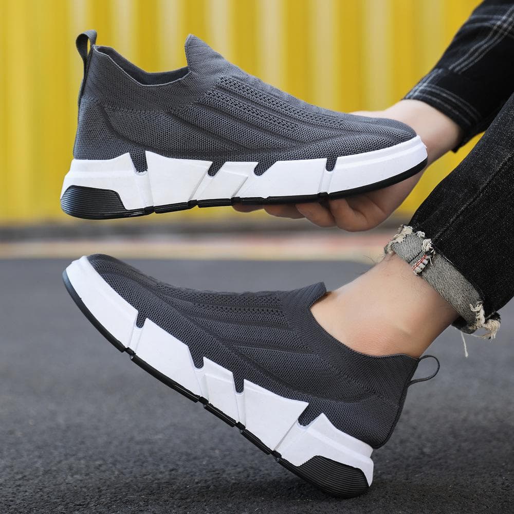 Spring New Slip-on Slip-on Shoes Flying Woven Breathable Sports Casual Shoes High Elastic Soft Bottom Large Size Men's Shoes 45