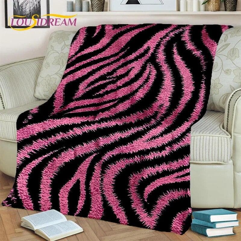 3D Colorful Zebra Stripe Pattern HD Blanket,Soft Throw Blanket for Home Bedroom Bed Sofa Picnic Travel Office Cover Blanket Kids 150x200cm