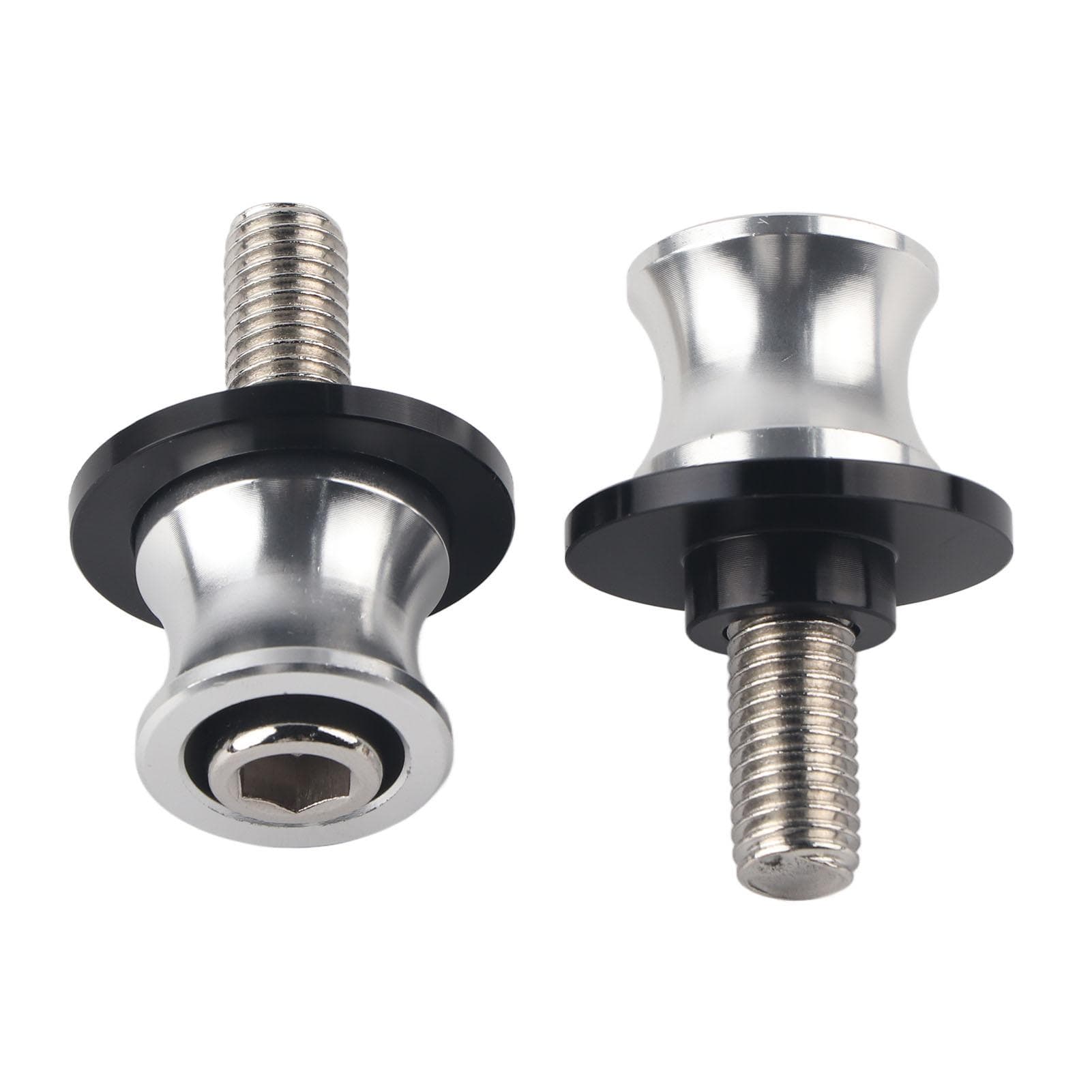 10mm Motorcycle CNC Rear Stand Swing Arm Spool Sliders Stand Swingarm Bobbins Silver silver