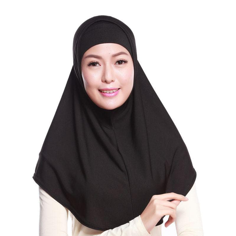 Womens 2 Piece Solid Color Amira Jersey Muslim Hijab Soft Cotton Stretch Head Scarf with Tube Inner Underscarf Cap Hood 5