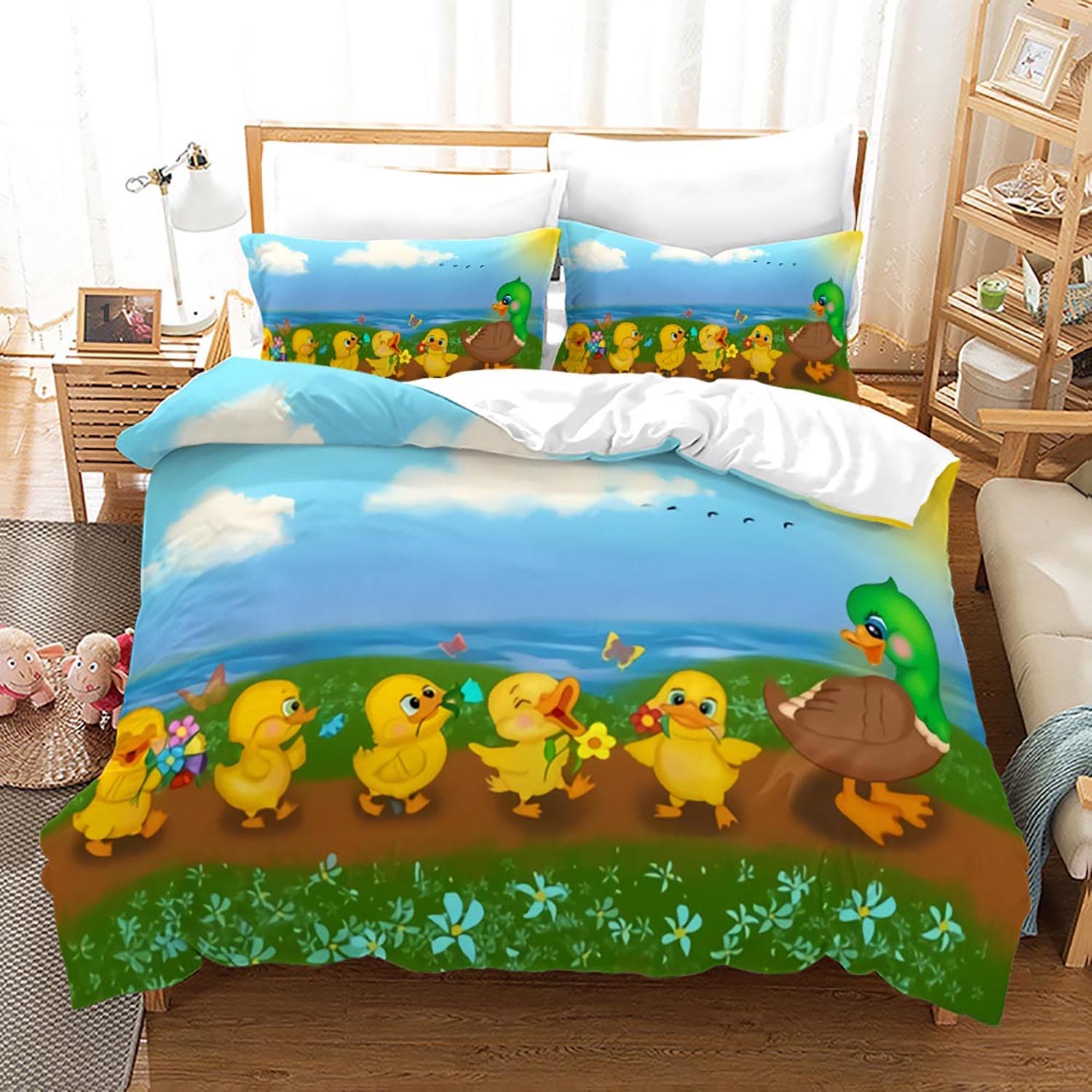 Yellow duck Bedding Set Single Twin Full Queen King Size Little duck Bed Set Aldult Kid Bedroom Duvetcover Sets 3D Print 020 140x200cm 3pcs