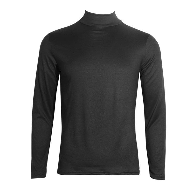 Winter Autumn Men's Casual Slim Fit Basic Tops Soft Stretchable Bottoming Shirt Knitted Lightweight Turtleneck Pullover Sweater 2XL black