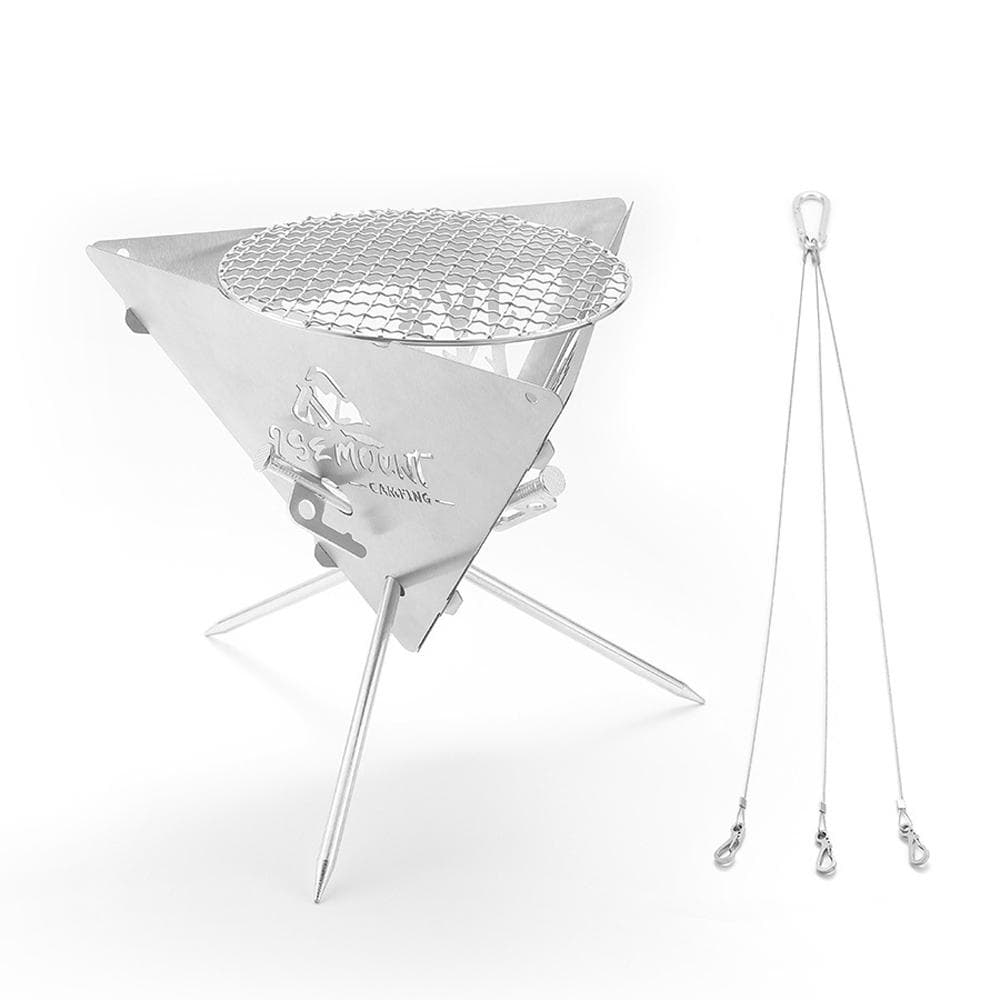Stainless Steel Brazier Portable Camping Picnic BBQ Charcoal Firewood Brazier Detachable Heating silver