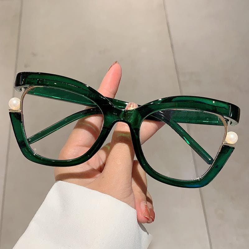 Vintage Rainbow Pearl Cat Eye Glasses Frame Women Luxury Designer Eyewear Trendy Optical Frames Female Fashion