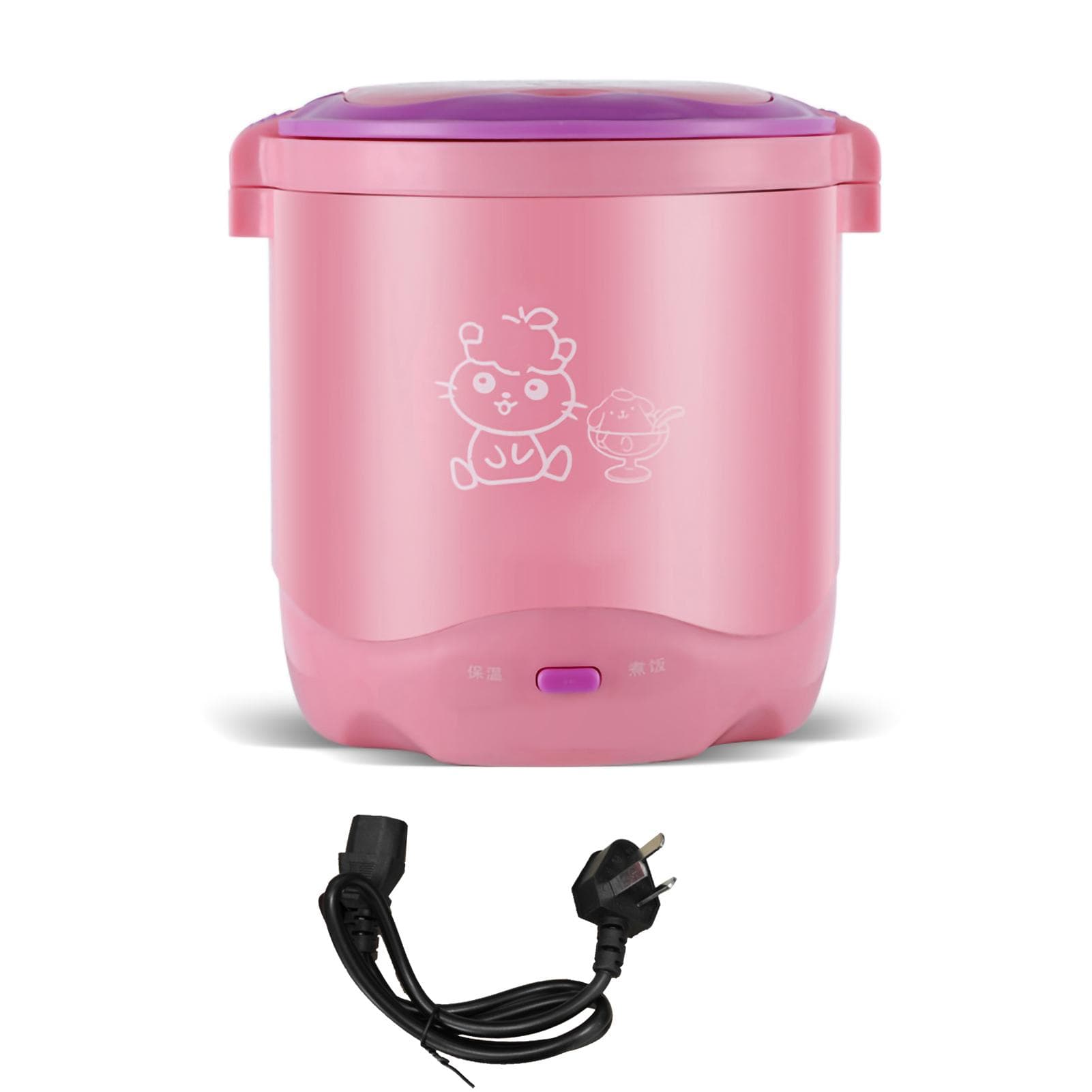 1.2L Mini Grain Cooker Portable Travel Rice Cooker Multi Cooker for Soups Stews Oatmeal Pink 1?60pcs pink