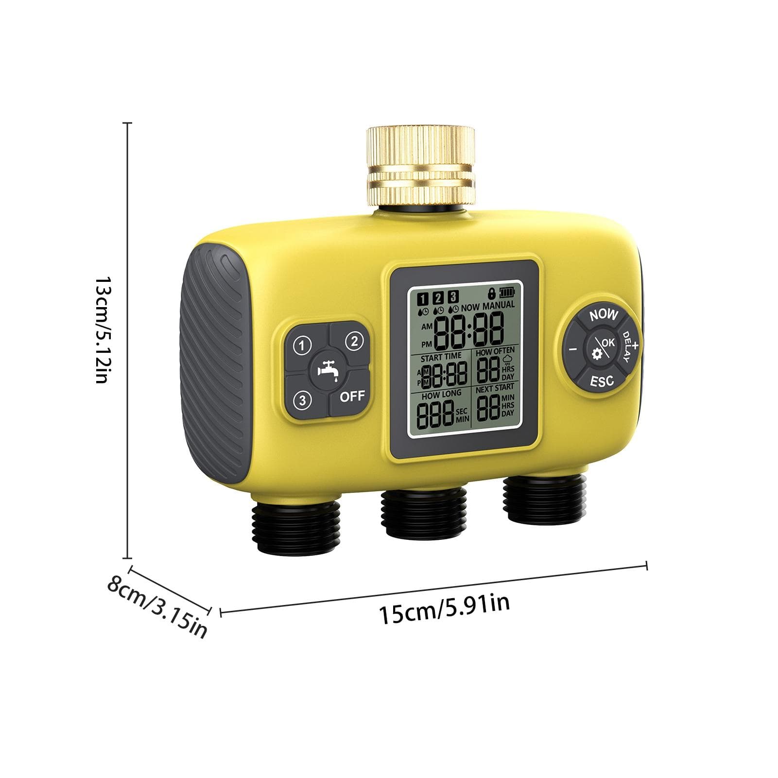 Water Timer Irrigation System with 3 Outlets for Garden Programmable Automatic Timing Valves
