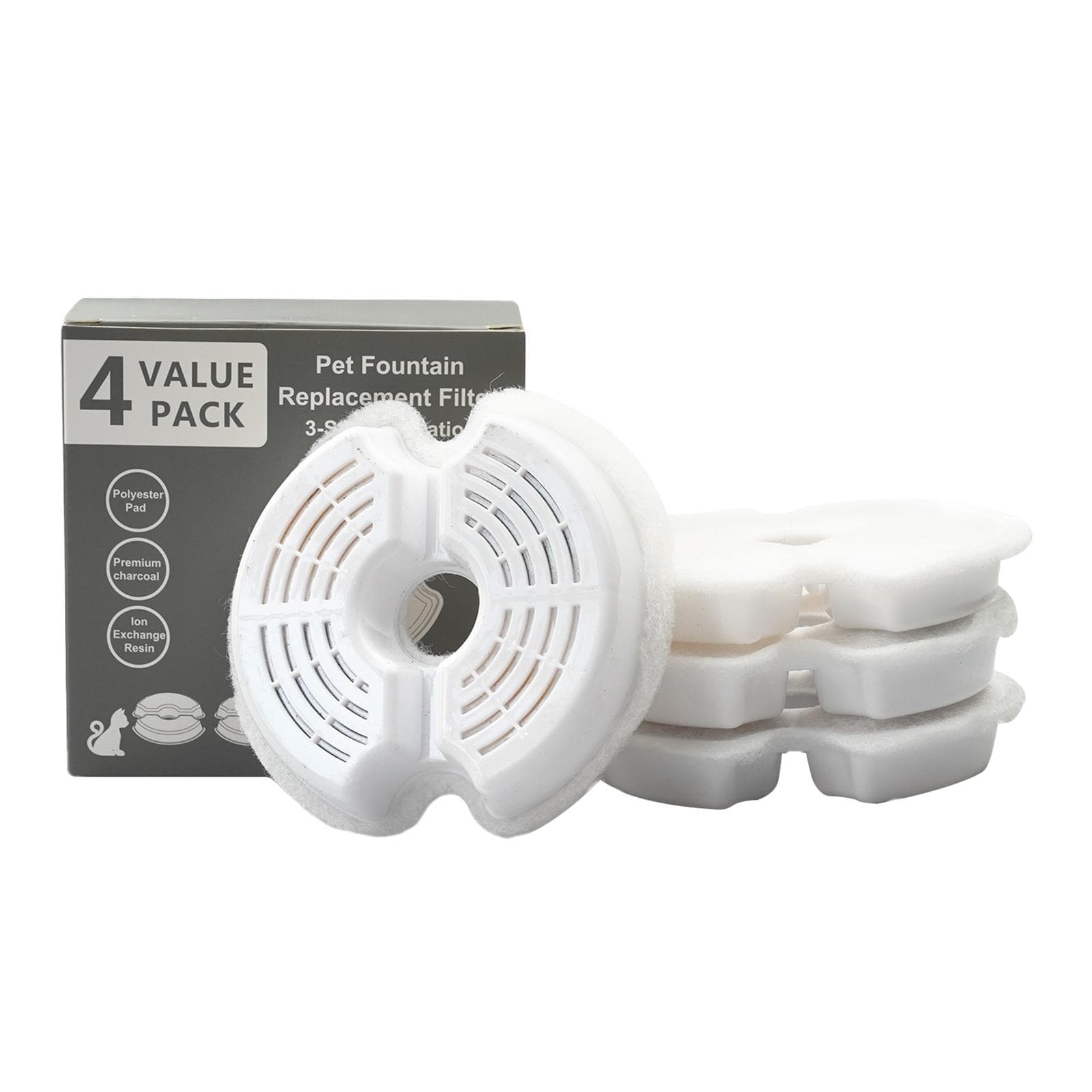 4PCS Pet Fountain Filter Sponge Replacement Pet Fountain Foam Filter Type 3