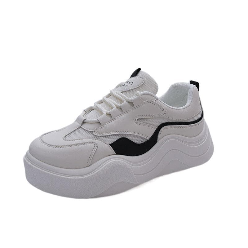 Thick-soled White Shoes Women's Spring New Casual All-match Student Mesh Breathable Sports Shoes 40