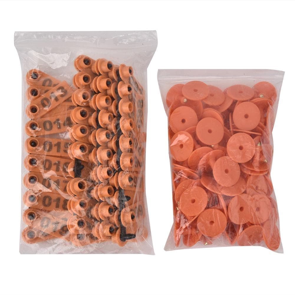 1-100 Number Plastic Livestock Ear Tag Animal Tag for Goat Sheep Pig (Orange)