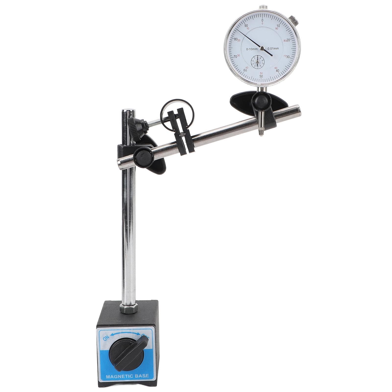 Dial Indicator with Magnetic Base 0?0.4in Range 176lbs Maximum Pull Fine Adjustment Long Arm Dial