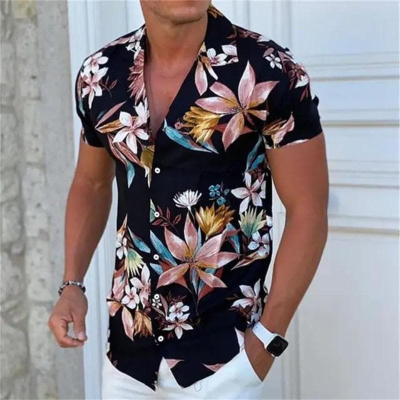 Summer men's comfortable shirt 3D printed casual vacation beach short sleeved fashionable casual top 4XL