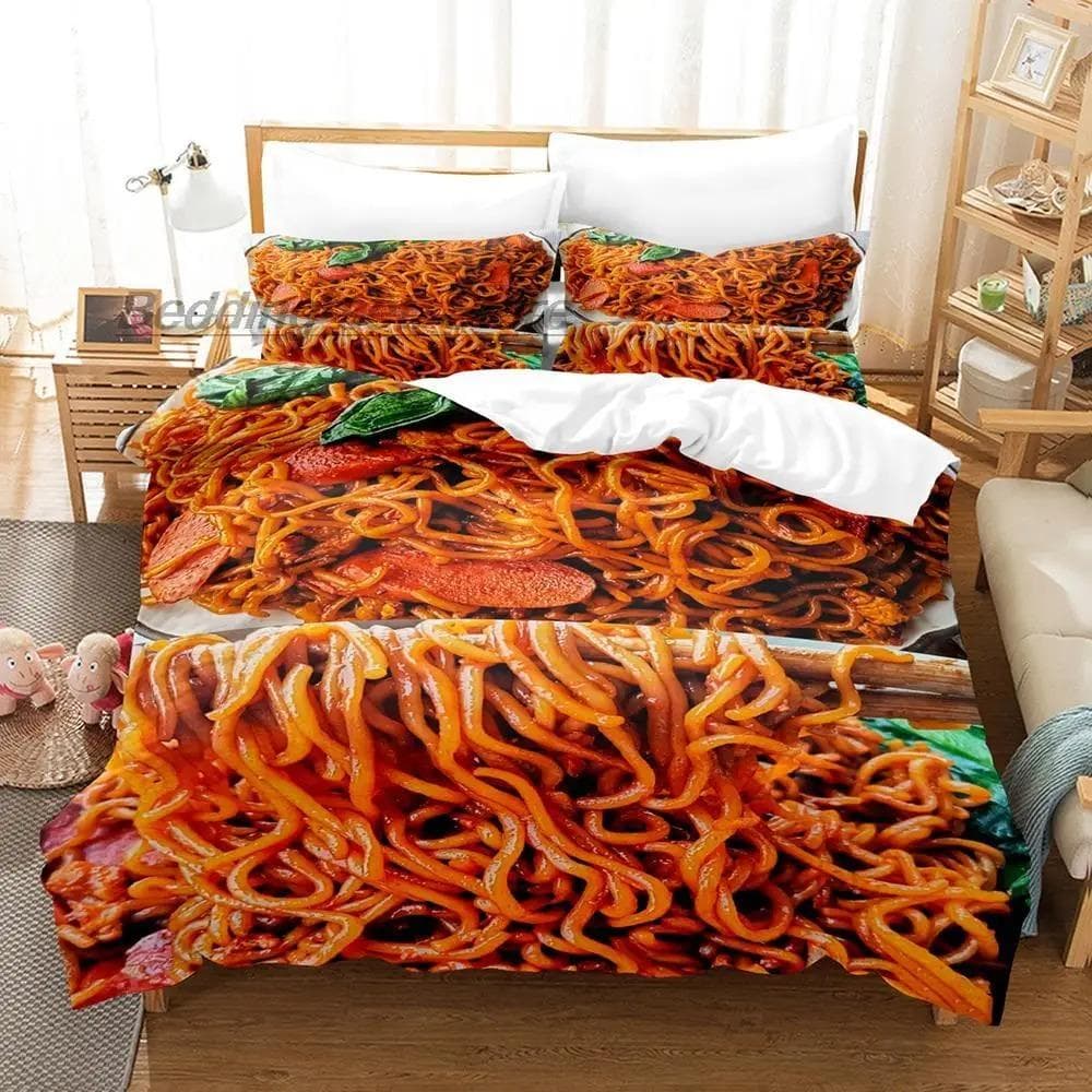 Gourmet Spaghetti Italian Bedding Set Single Twin Full Queen King Size Bed Set Aldult Kid Bedroom Duvetcover Sets 3D Food EU King 240x220cm