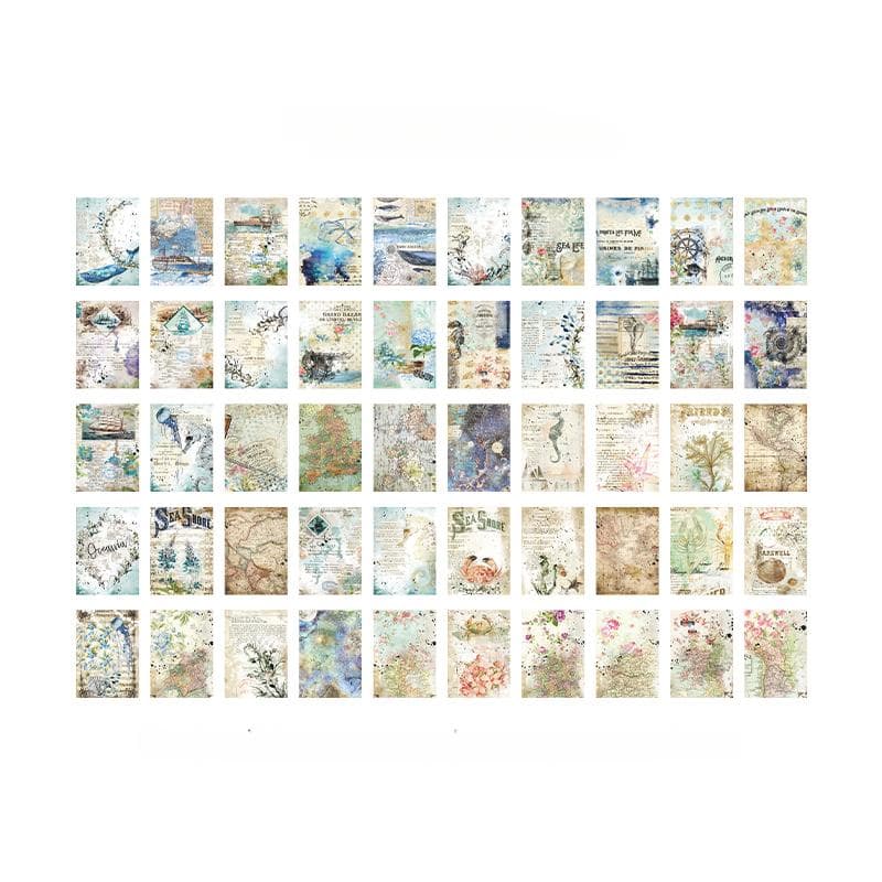 100sheets Large Size Vintage Scrapbooking Decor Material Papers Background Paper for Journal Diary Craft Retro Stationery