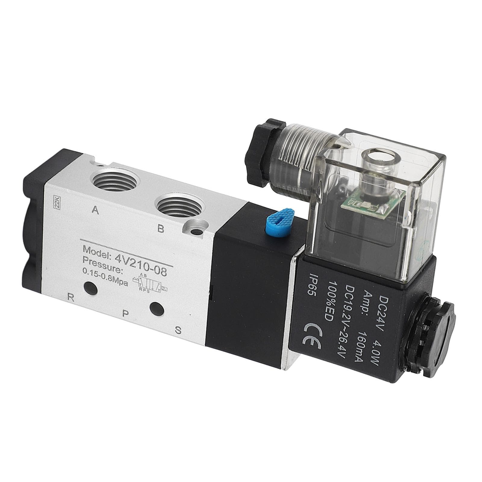 Solenoid Air Valve 2 Position 5 Way Aluminum Alloy High Accuracy Pneumatic Reversing Valve DC24V PT