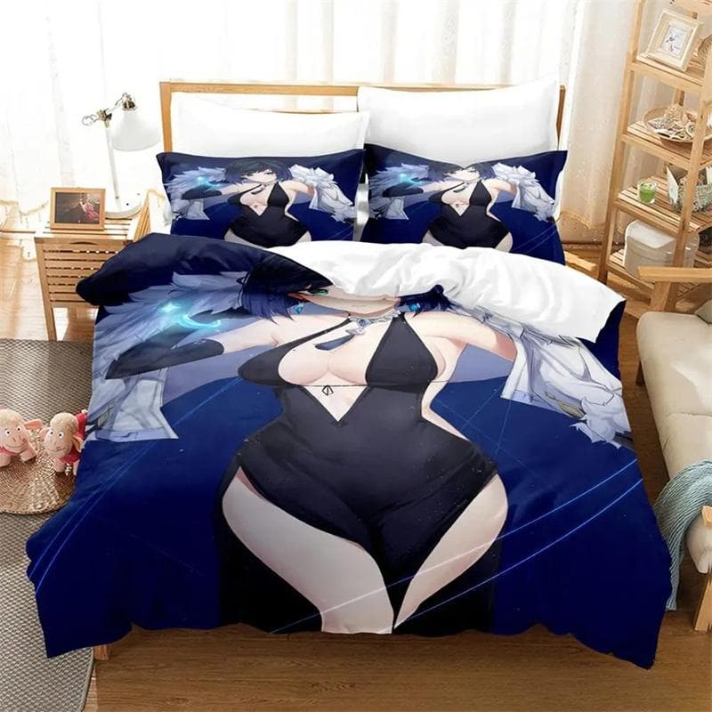 Anime Game Yelan Genshin Impact Bedding Sets exquisite bed supplies set duvet cover bed comforter set luxury birthday gift 135x200cm 2pcs