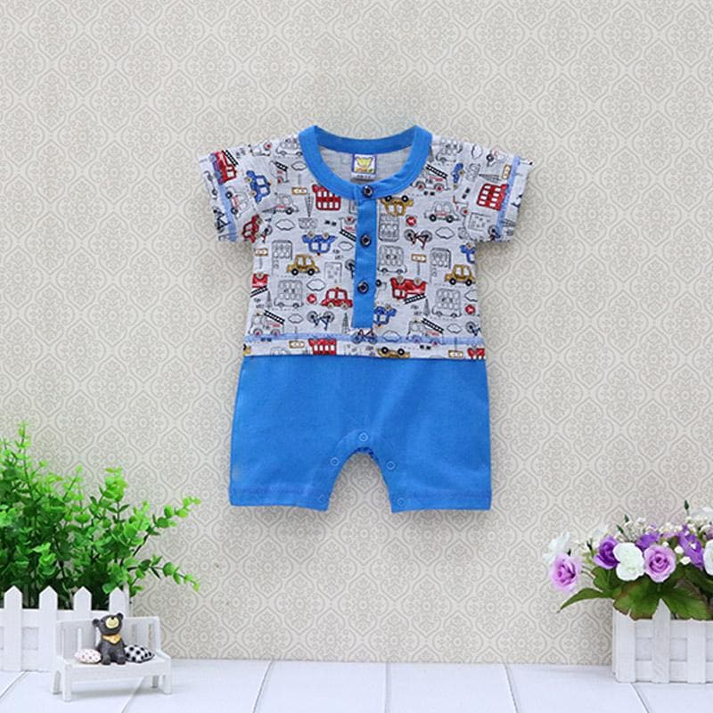 Baby Short Sleeve One Piece Boys bodysuits Pure Cotton Newborn Clothes Girls Button Clothing Summer Thin Suits 3M 0/3 blue