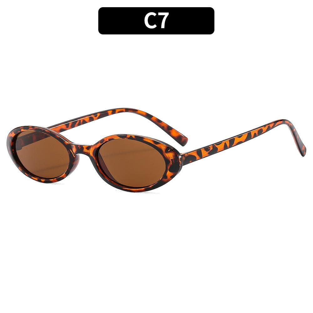 New Fashion Leopard Brown Sun Glasses Sexy Small Oval Women Sunglasses Female Retro Colorful Shade Eyewear
