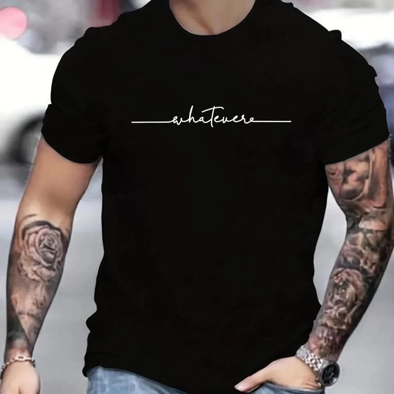 Men's 100% Pure Cotton Summer Loose Size Letter Pattern Printed Casual Comfortable Round Neck Short Sleeved T-shirt Top T-Shirts Men’s XXL