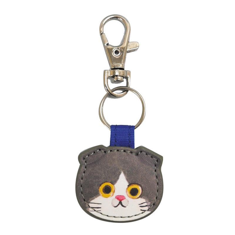 Cute Cartoon Cat Keychain Kawaii PU Leather Kitten Keyring Charm Bag Backpack Pendant Decor Car Key Holder Party Jewelry Gifts The folding grey cat