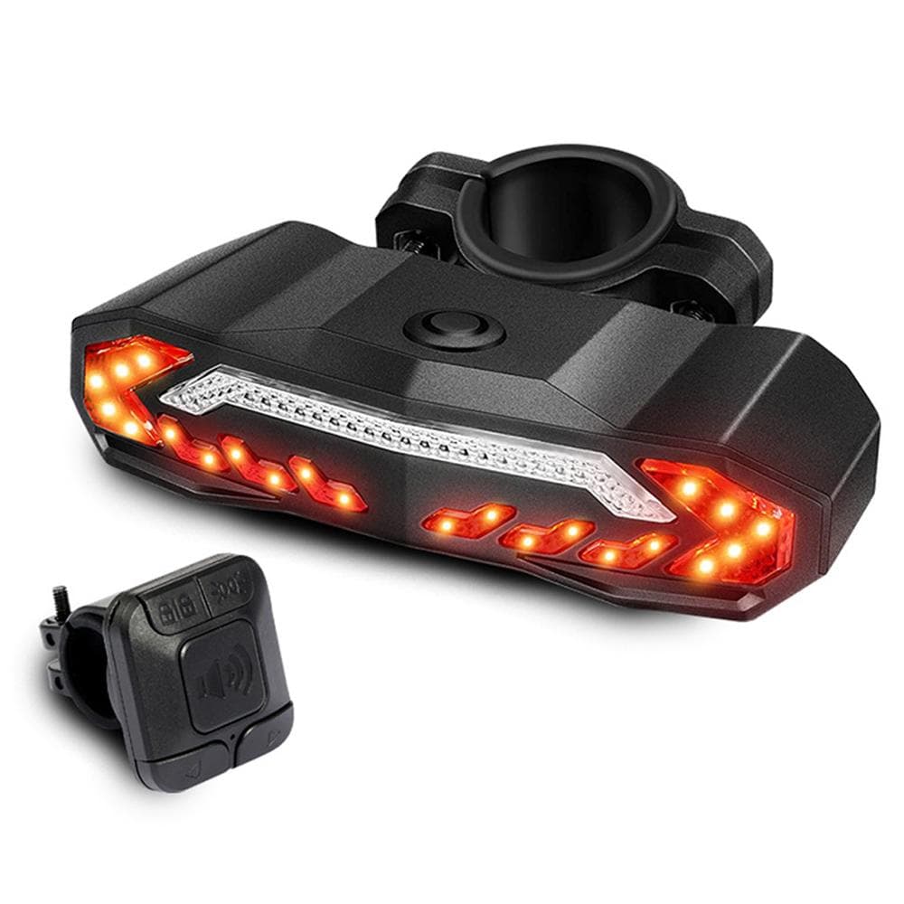 5 in 1 Bike Taillight with Turn Signals MTB Bike Anti-Theft Alarm LED Rear Light Waterproof with 6 black