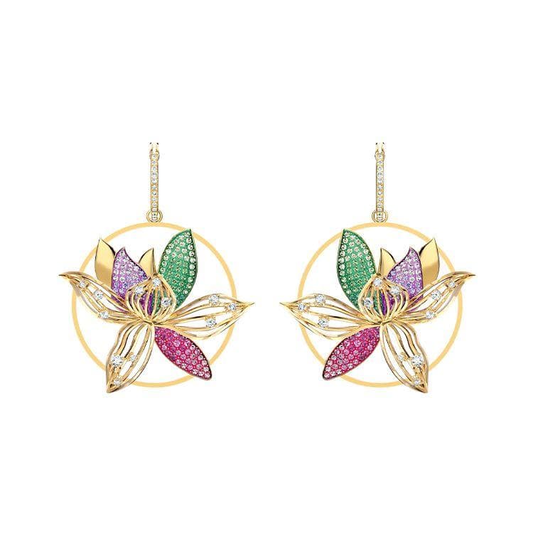 Swarovski Heart Lock Love Earrings Dark Gradient Women earrings 5561601 Dark Color Gradient