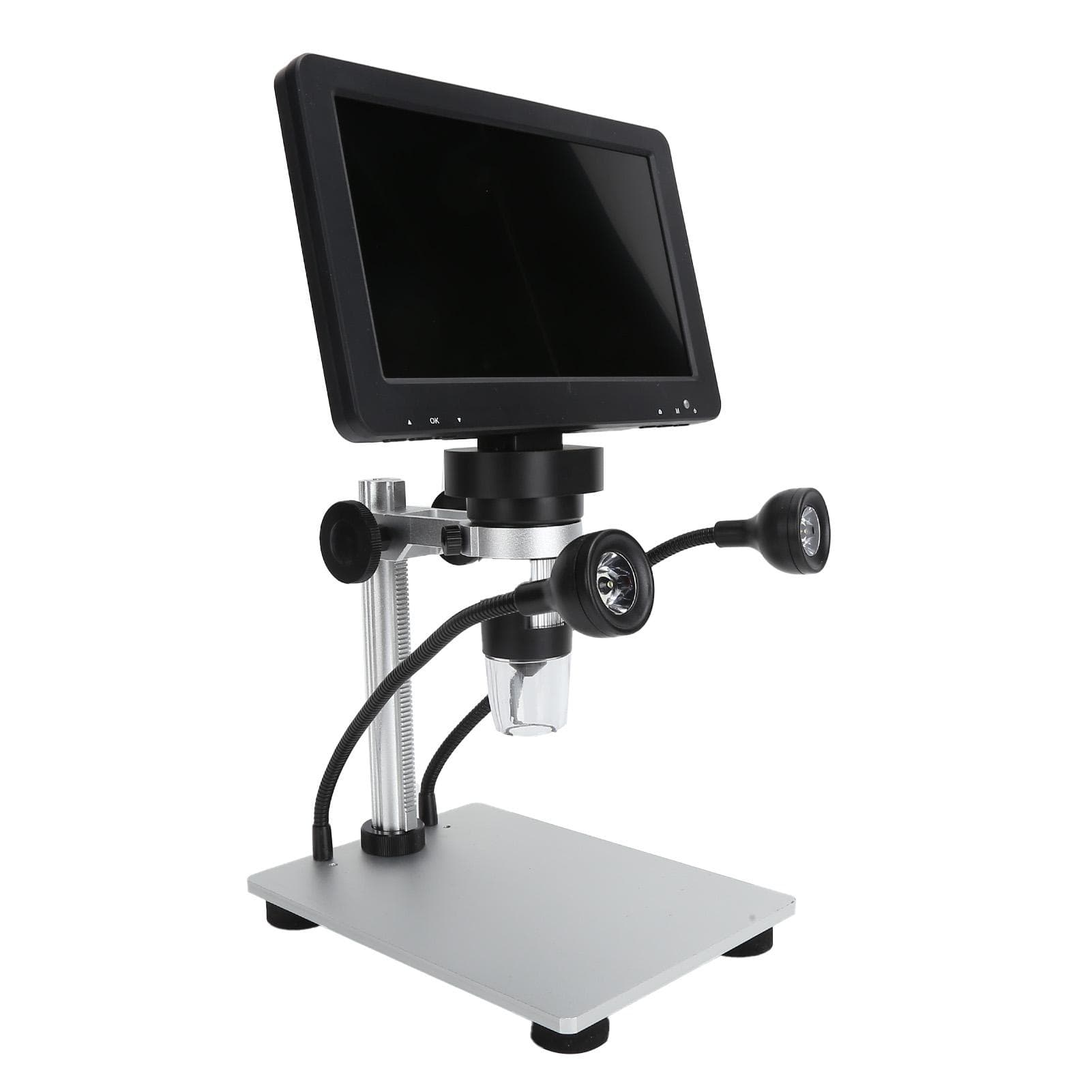 DM9 Digital Microscope 7‑Inch Screen 8 LED Lights Adjustable Brightness 1200X HD USB Video