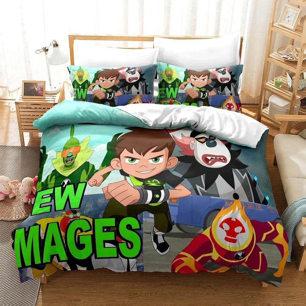 3D Cartoon Ben10 Duvet Cover with Pillow Cover Bedding Set Single Double Twin Full Queen King Size Bed Set for Home Textiles 70x133cm 2pcs