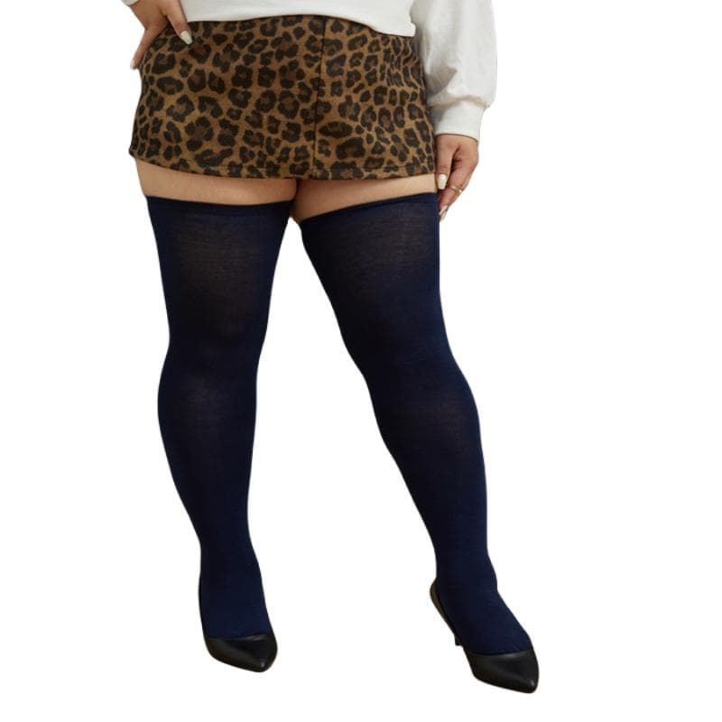 Oversized Striped Over Knee Socks Plus Size Thigh High Socks XXXXL XXL navy blue
