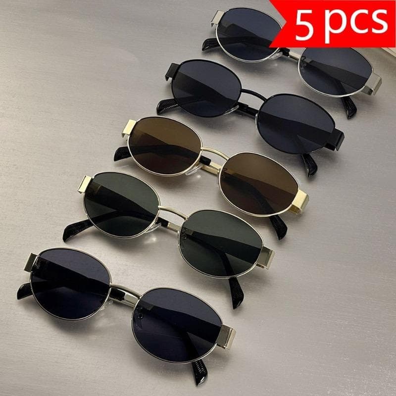 5 Sets Classic Oval Fashion Glasses for Men Women Party Music Festival Accessories Trendy Eyewear