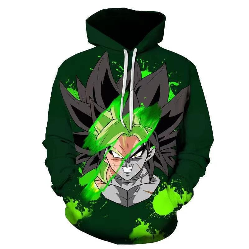 2024 National Trend Hip-Hop Hooded Sweatshirt Men's Dragon Ball Battle Suit 3D Printing Product Hoodie Sports Sweatshirt L