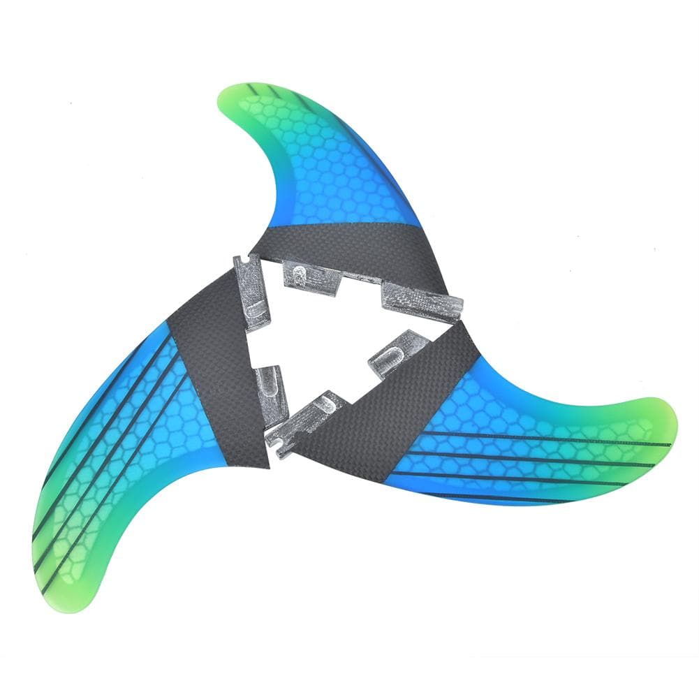 Fiberglass FCS2 Stylish Blue Green Gradient Surfboard Tail Fin Flexible Surfing Accessory