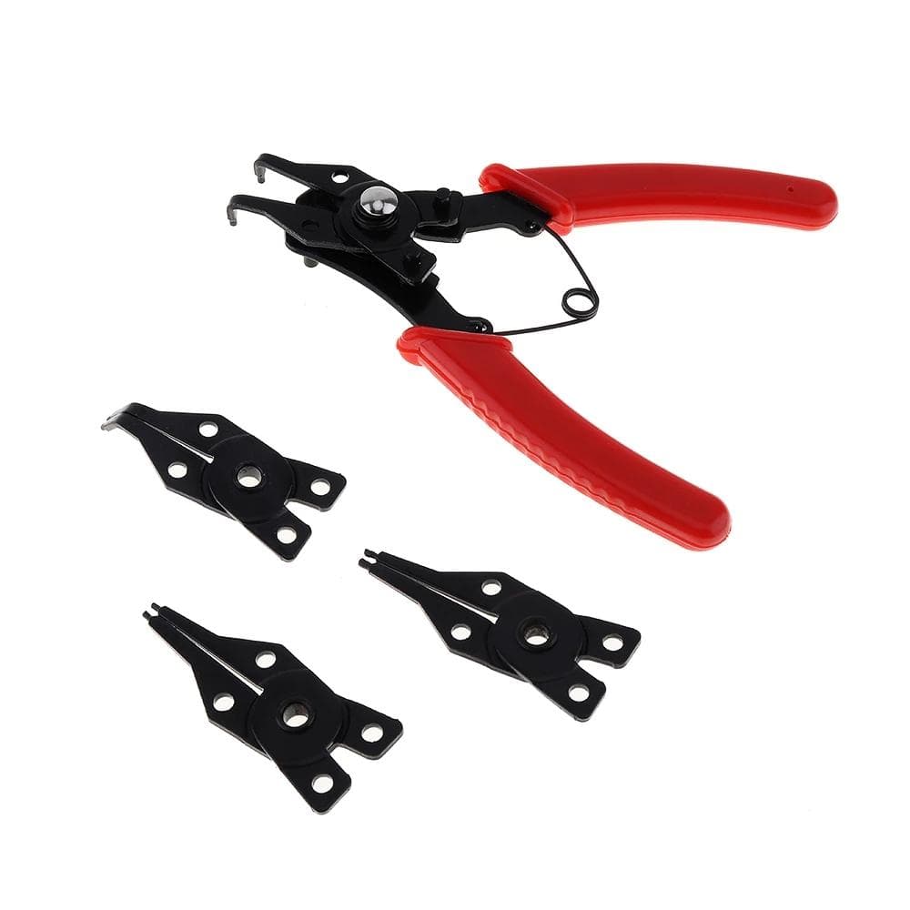 4 In 1 Multifunctional Snap Ring Circlip Pliers Set Internal External Curved Straight Clamp Ring Remover Hand Tools red
