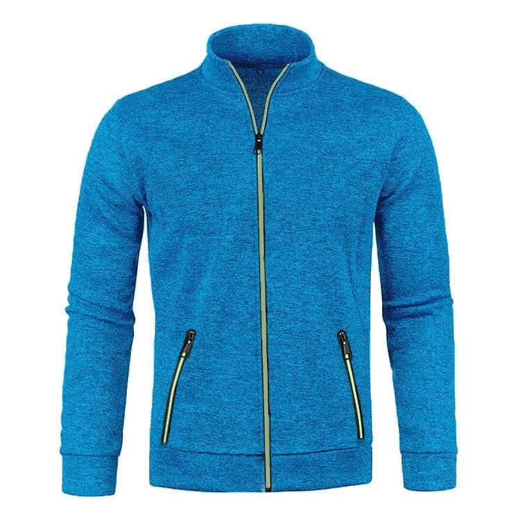 2024 Autumn Winter New Solid Color Long Sleeve Knitting Cardigan Man Casual Loose Comfortable Zipper Pockets All-match Outwear S blue