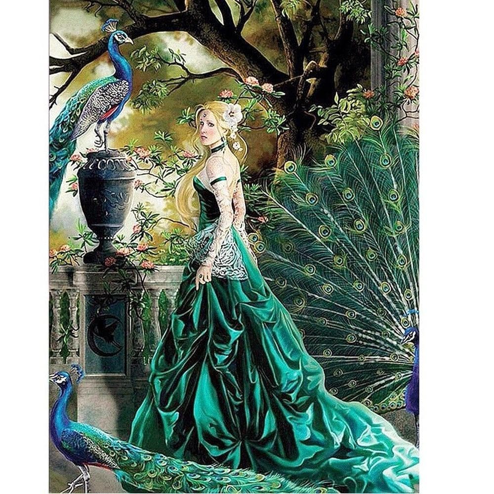 5D DIY Diamond Painting Beauty and Peacock Full Square Diamond Needlework 20X30CM