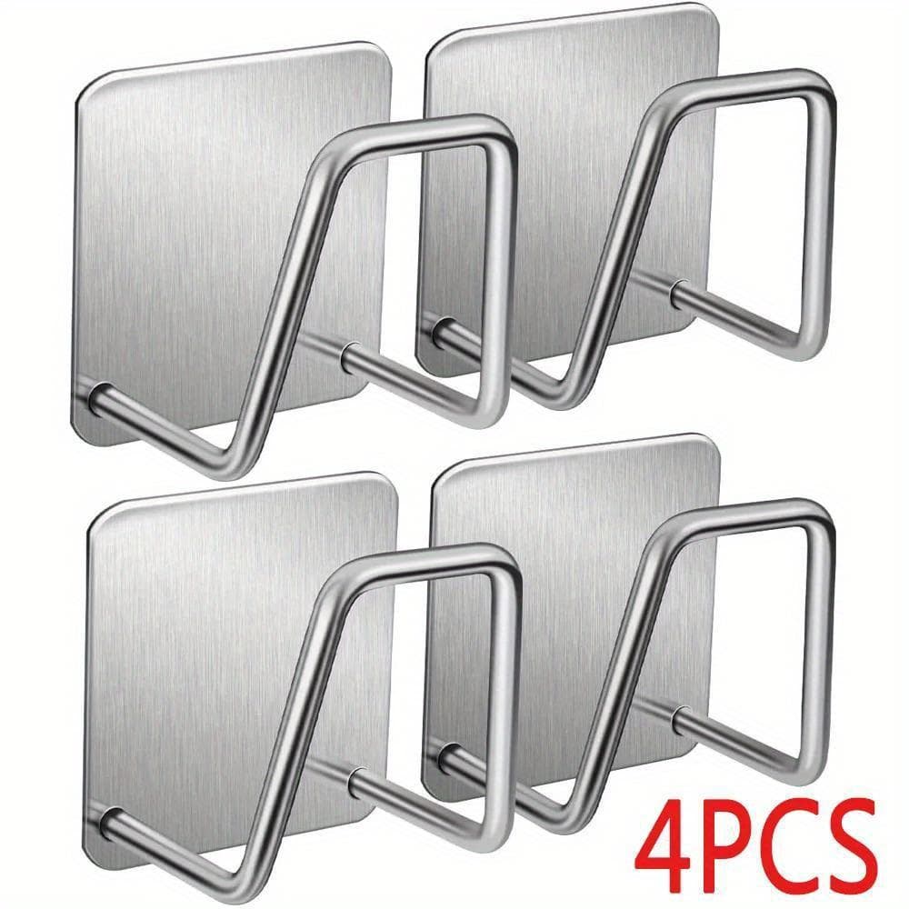 Stainless Steel Kitchen & Bathroom Organizer Set -4 Pieces with Sink Drain Rack and Sponge Holder with Hooks - Perfect Choice for Christmas 4 pieces/set silver