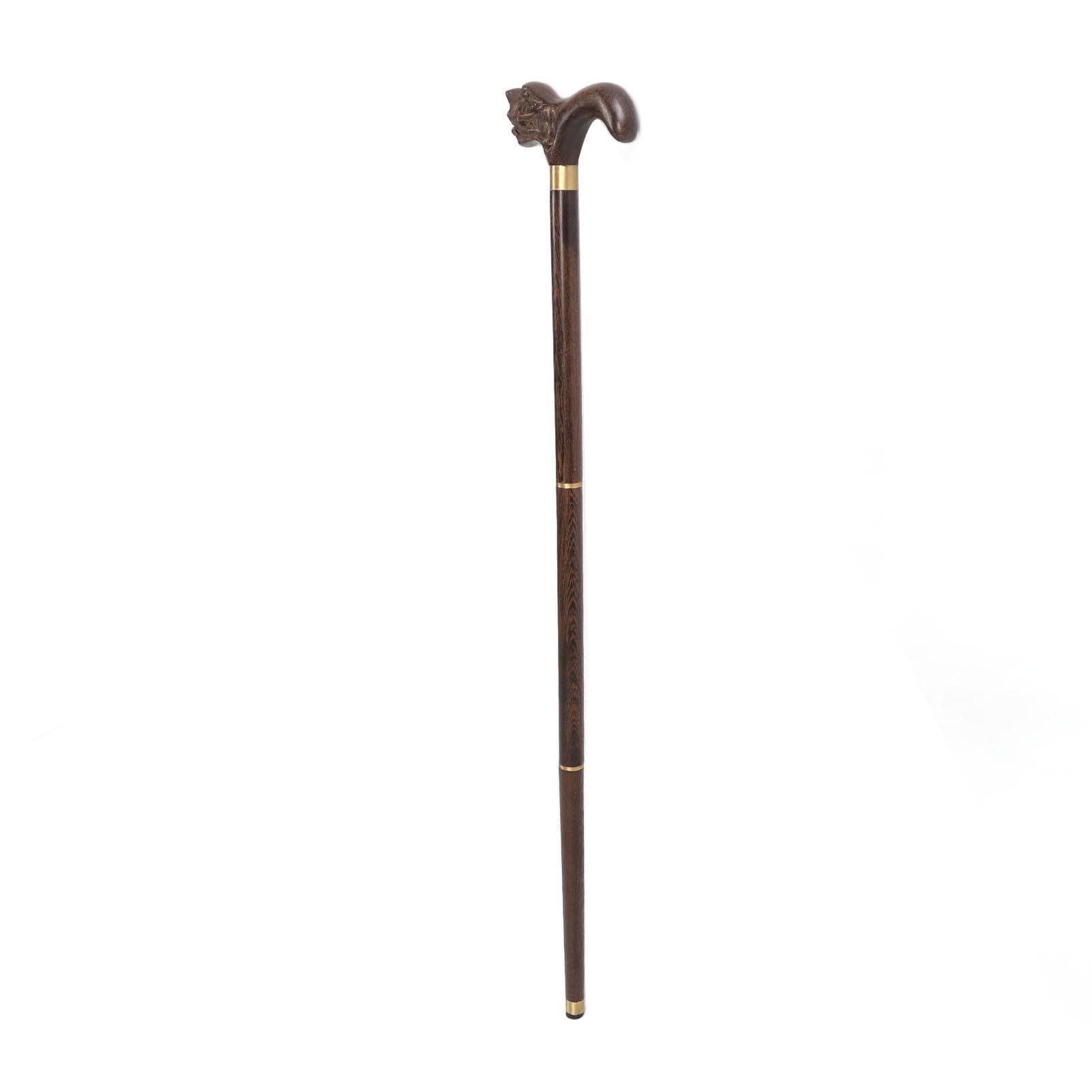 3 Sections Wooden Walking Cane Wenge Collapsible Folding Hand Walking Sturdy Ergonomic Stick for