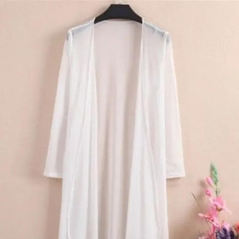 Spring Summer Women Long Cardigan Long Sleeve Sun Protection Clothing Loose Coat Jacket Shawl Outerwear XXL white