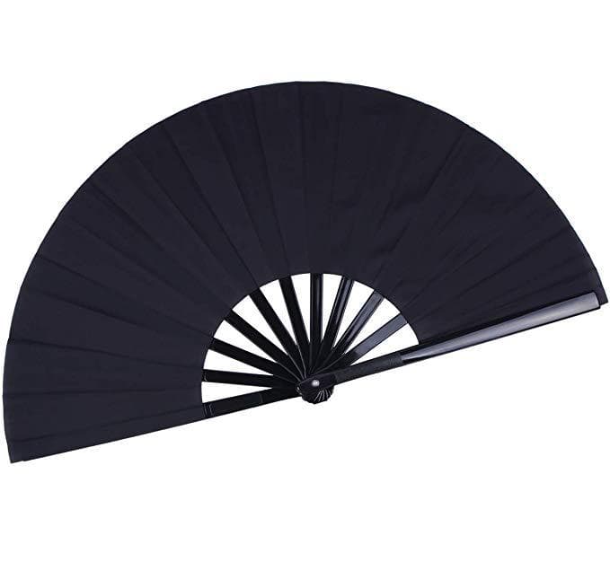 In stock black ring fan pure black kung fu fan 1 foot 33cm, there are 2 kinds of fan covers to black
