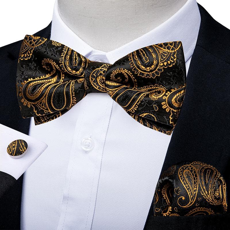 DiBanGu Classic Pre-tied Bow Tie Set for Men Silk Purple Adjustable Hanky Cufflinks Set for Wedding Formal Suit 7008