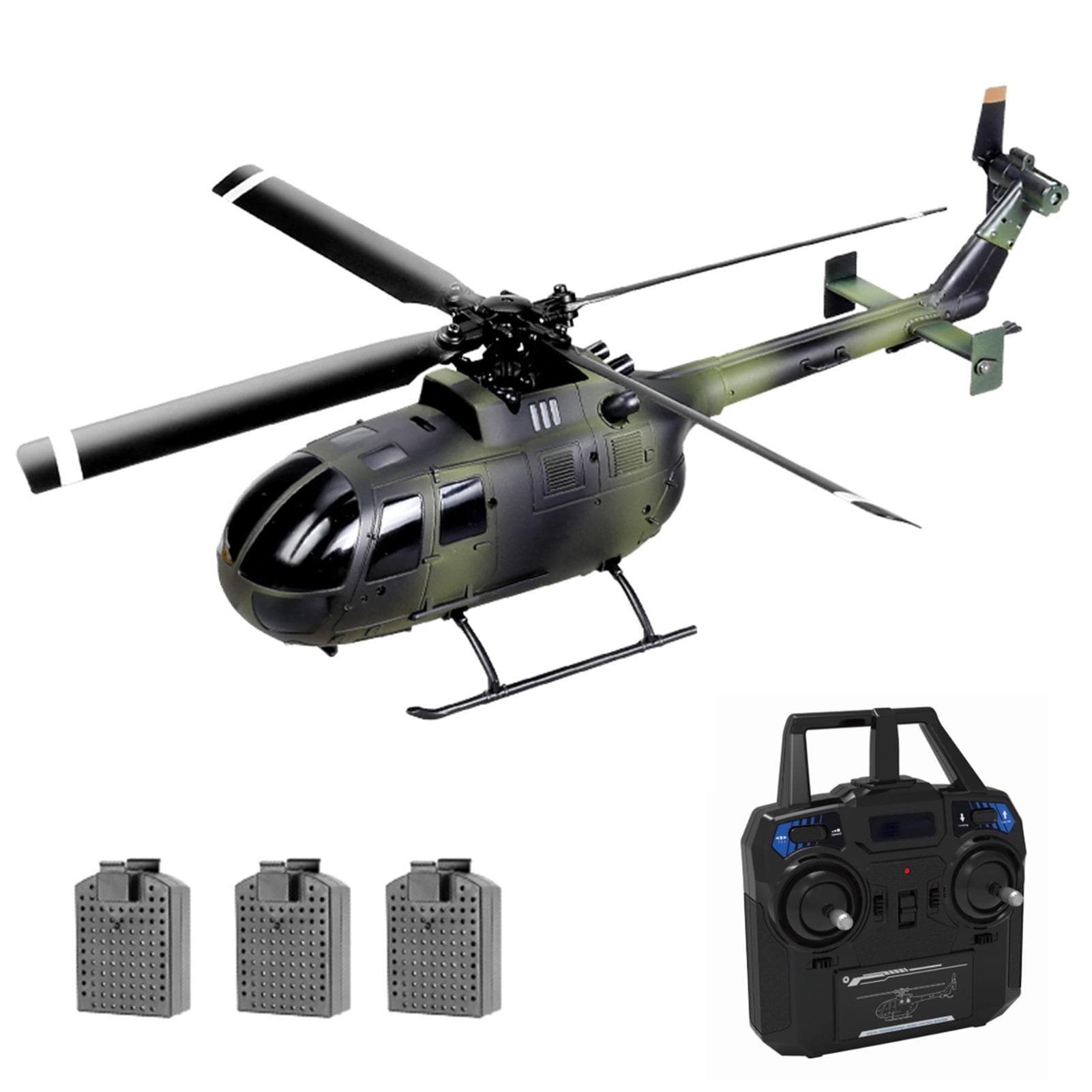 RC Helicopter RC Drone Single Propeller Without Ailerons 6-axis Gyro Stabilization RC Airplane 3 battery camouflage