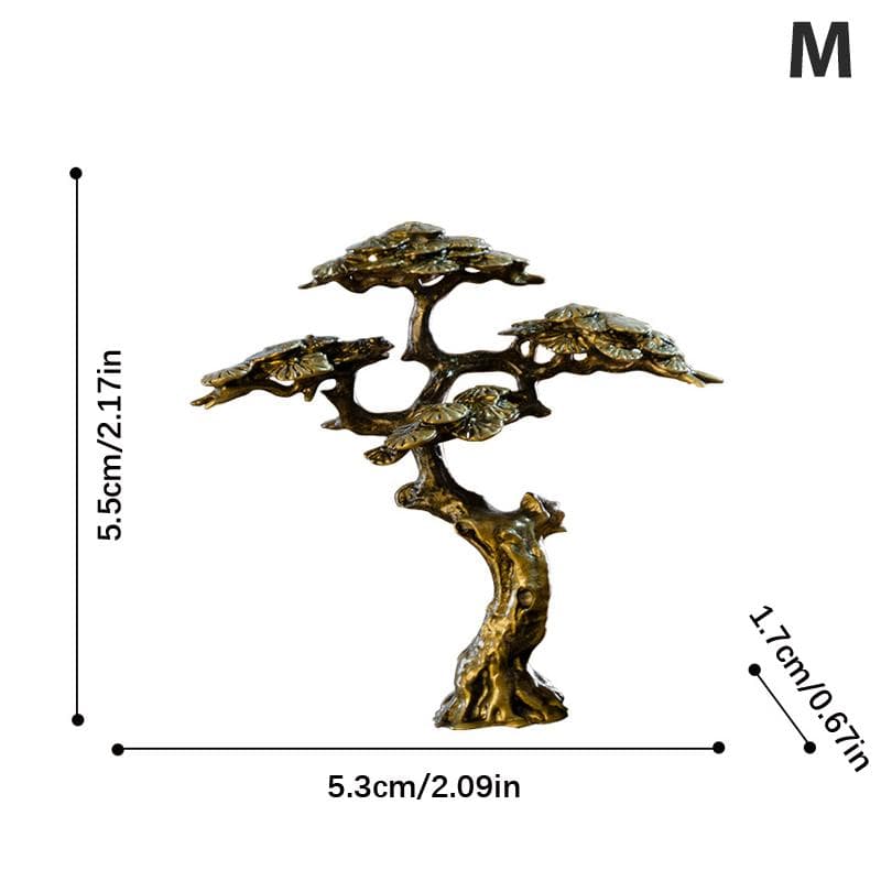 Mini Welcome Pine Miniature Figurine Copper Tree Decor for Bonsai Tree Statues 5.3*1.7*5.5cm