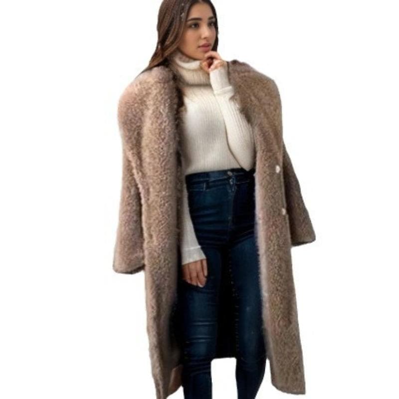 Autumn and Winter Women's Lamb Wool Lapel Jacket Women's Clothing M brown