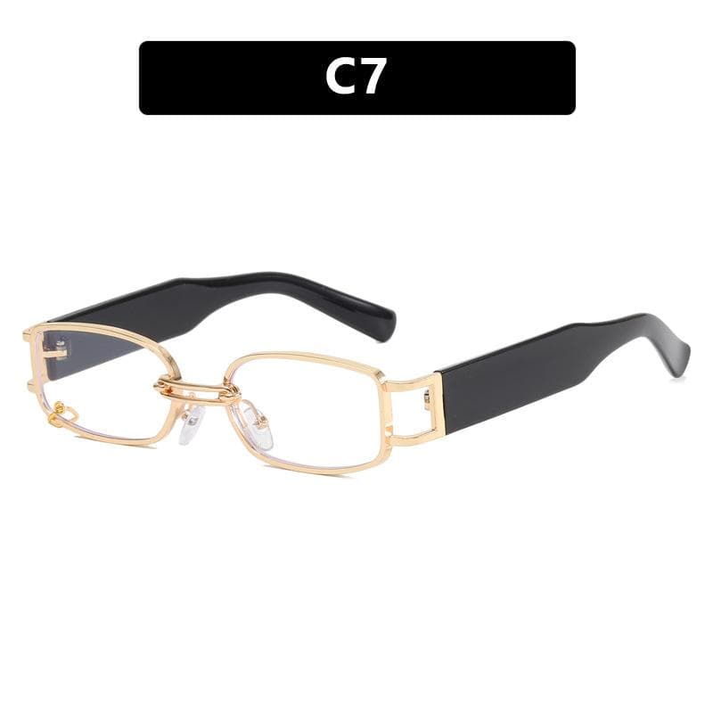 ring buckle small frame metal square sunglasses fashion trend unisex business casual beach holiday accessory