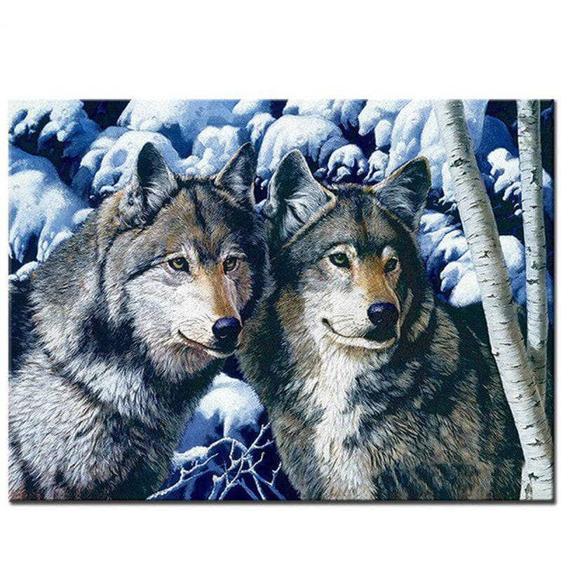 Diamond Embroidery Snow Wolf Love Custom Diamond Painting Cross Stitch Full Drill Wedding Decoration 20X30CM