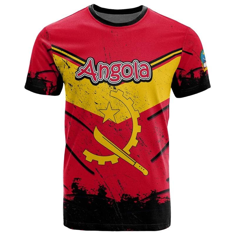 Angola Coat of Arms T-shirt For Men Summer 3D Printed T Shirts Crew Neck Short Sleeves Casual Tops Streetwear Loose Tee Shirt L