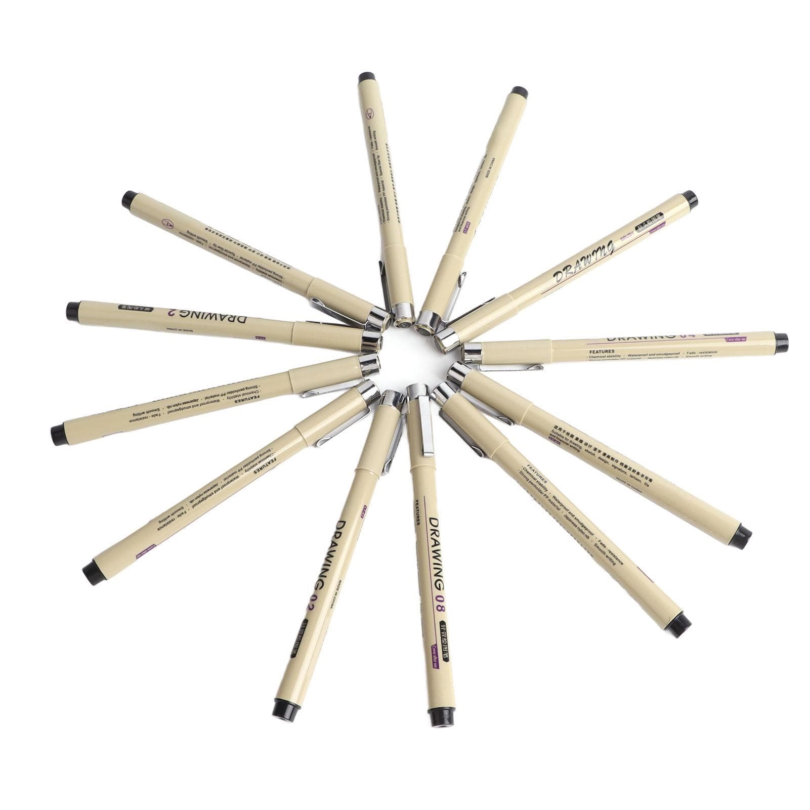 12pcs Micro Pen Fineliner Ink Pens Waterproof DIY Multiliner Pens Drawing Pens with Metal Clip for