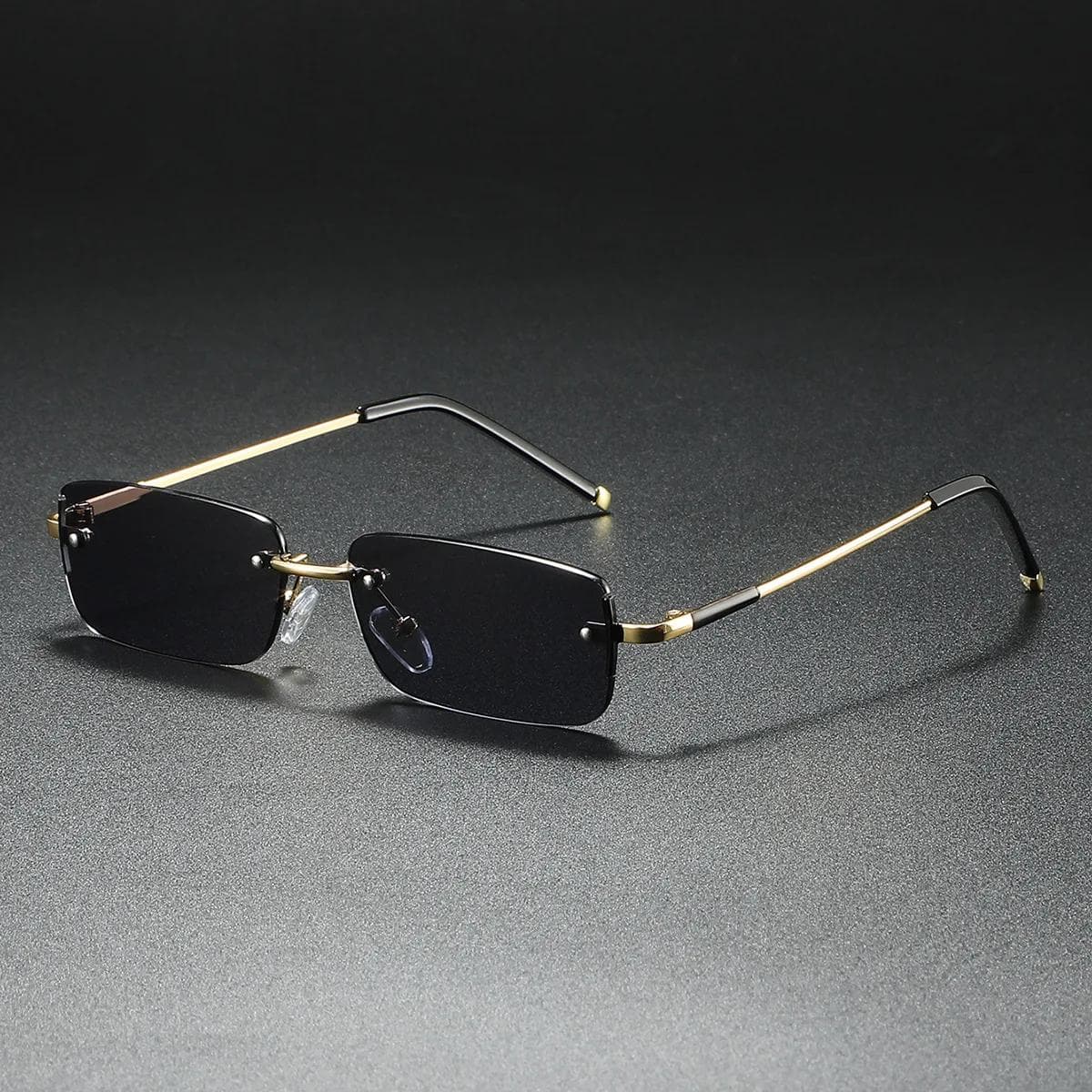 Fashion Rimless Sunglasses Rectangle Small Square Eyeglass For Women Men Traveling Shades Popular Unisex 1PC